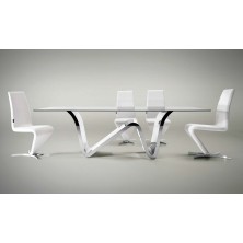 Mesa Comedor Rizzo Cristal Acero Inoxidable