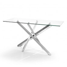 Consola Cristal Arles 150x50 Acero Inoxidable Pulido