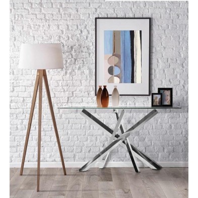 Consola Cristal Arles 150x50 Acero Inoxidable Pulido