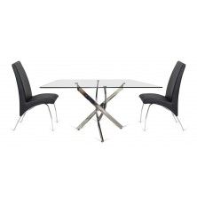 Mesa Comedor de Acero y Cristal Nesy 140x90