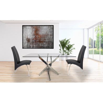 Mesa Comedor de Acero y Cristal Nesy 140x90 Mesa Comedor de Acero y Cristal Nesy 140x90