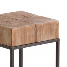 Taburete Industrial Metal y Madera de Abeto