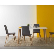 Silla Madera de Roble Tapizada Gris