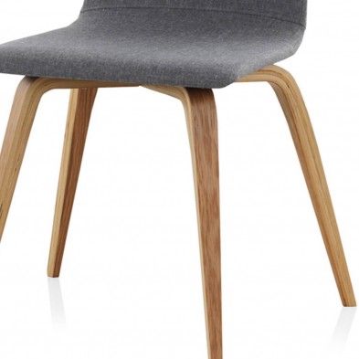 Silla Madera de Roble Tapizada Gris