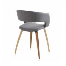 Sillón Madera de Roble Tapizado Gris