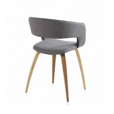 Sillón Madera de Roble Tapizado Gris