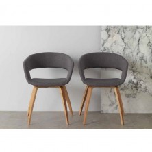 Sillón Madera de Roble Tapizado Gris