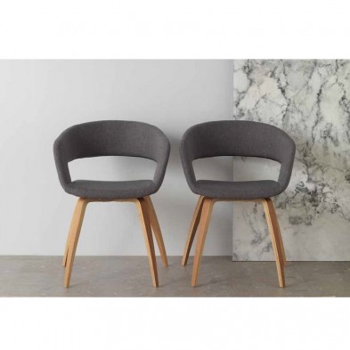 Sillón Madera de Roble Tapizado Gris