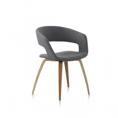 Sillón Madera de Roble Tapizado Gris