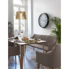 Sillón con Reposabrazos Madera de Roble Tapizada Gris