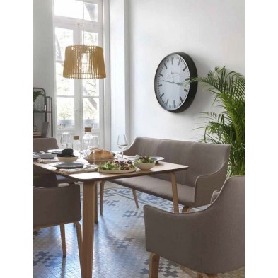 Sillón con Reposabrazos Madera de Roble Tapizada Gris