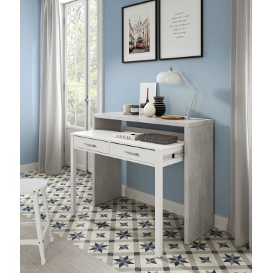 Escritorio Desplazable Tyrion Cemento/Blanco Artik