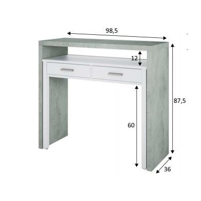 Escritorio Desplazable Tyrion Cemento/Blanco Artik
