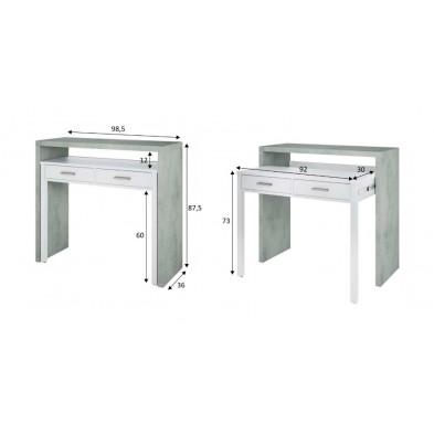 Escritorio Desplazable Tyrion Cemento/Blanco Artik