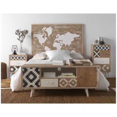 Cabezal Tallado Mapa Madera de Abeto