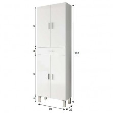 Columna de Baño Aruba Blanco Brillo 4 Puertas 1 Cajón