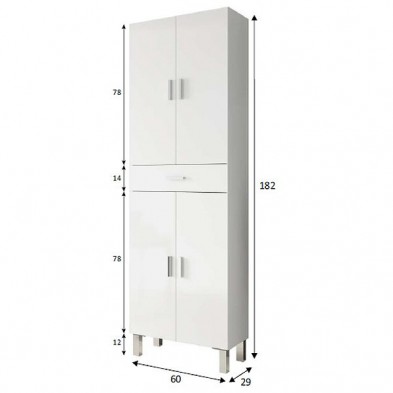 Columna de Baño Aruba Blanco Brillo 4 Puertas 1 Cajón