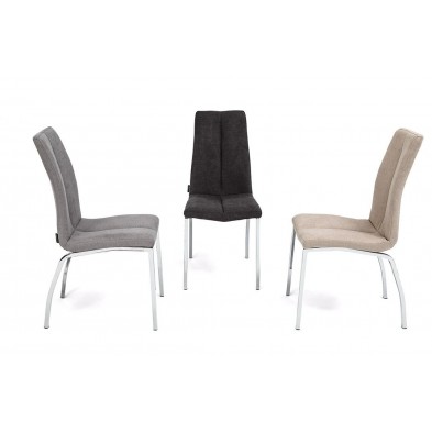 Silla Comedor Eros Tapizada Gris Claro