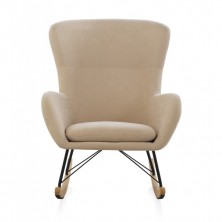 Sillón Mecedora Tapizado Beige Madera Haya