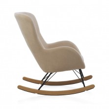 Sillón Mecedora Tapizado Beige Madera Haya