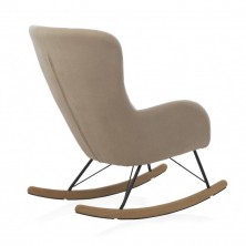 Sillón Mecedora Tapizado Beige Madera Haya