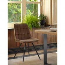 Silla Comedor Tapizada Terciopelo Marrón