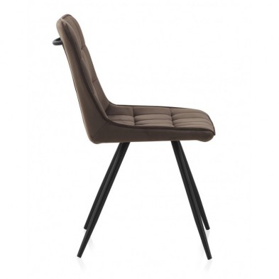 Silla Comedor Tapizada Terciopelo Marrón