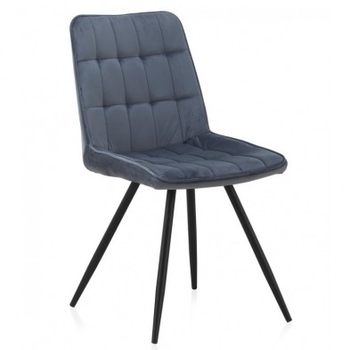 Silla Comedor 8389 Tapizada Terciopelo Azul
