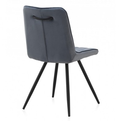Silla Comedor 8389 Tapizada Terciopelo Azul