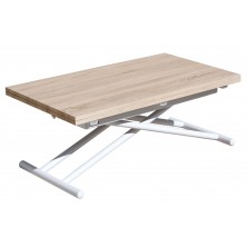 Mesa Centro Elevable/Extensible Up-Down Blanco/Roble