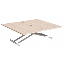 Mesa Centro Elevable/Extensible Up-Down Blanco/Roble