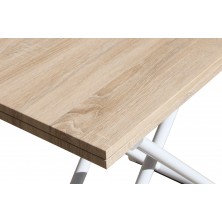 Mesa Centro Elevable/Extensible Up-Down Blanco/Roble