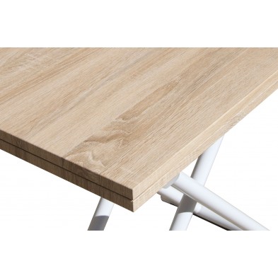 Mesa Centro Elevable/Extensible Up-Down Blanco/Roble