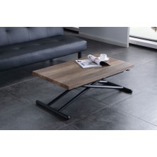 Mesa Centro Elevable/Extensible Up-Down Negro/Nogal