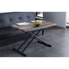 Mesa Centro Elevable/Extensible Up-Down Negro/Nogal