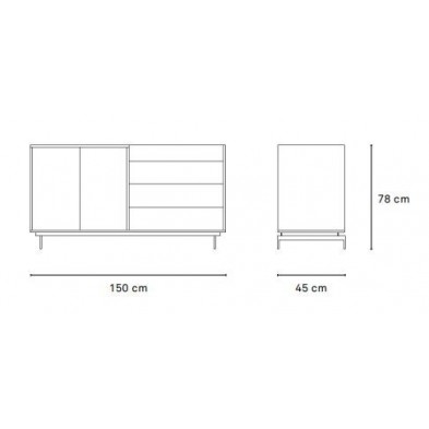 Aparador Valley 2 Puertas Nogal/Gris Claro