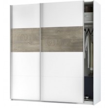 Armario 2 Puertas Correderas Arya 180x200 Blanco/Roble Alaska