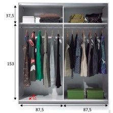 Armario 2 Puertas Correderas Arya 180x200 Blanco/Roble Alaska