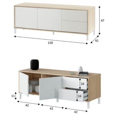 Mueble TV Urban Roble Canadian/Blanco