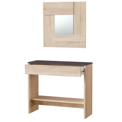 Recibidor Consola + Espejo Roble Canadian/Óxido