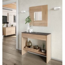 Recibidor Consola + Espejo Roble Canadian/Óxido