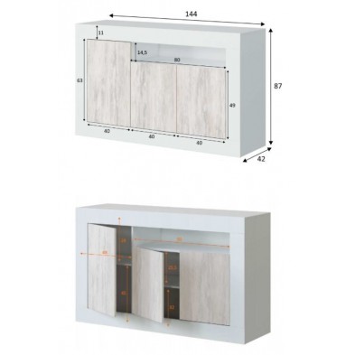 Aparador Baltik 44X87 Blanco Velho/Blanco Artik