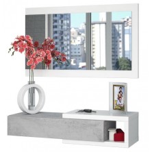 Recibidor Cajón y Espejo Noon Blanco Artik-Cemento