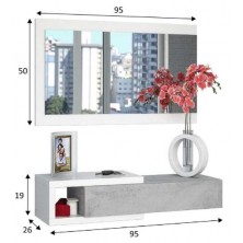 Recibidor Cajón y Espejo Noon Blanco Artik-Cemento