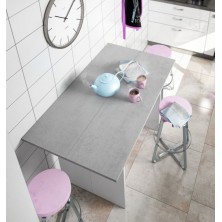 Mesa Cocina-Consola Desplegable Blanco Artik-Cemento