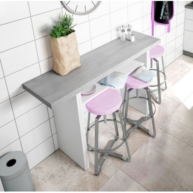 Mesa Cocina-Consola Desplegable Blanco Artik-Cemento