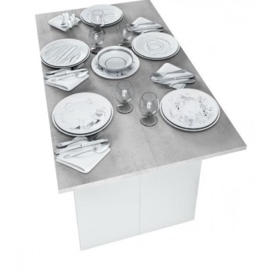 Mesa Cocina-Consola Desplegable Blanco Artik-Cemento