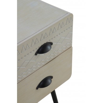 Mesita 2 Cajones Madera Natural