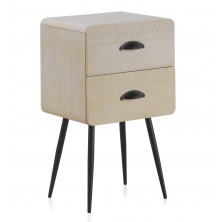 Mesita 2 Cajones Madera Natural