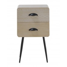 Mesita 2 Cajones Madera Natural